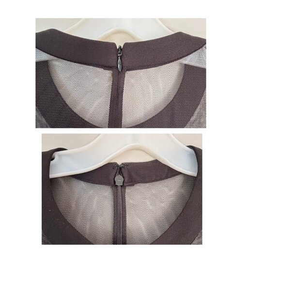 Sophisticated Black Short Sleeve and Mesh Jumpsuit with Bow Detail- size 16 - Picture 7 of 8